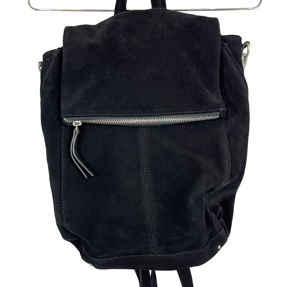 Free People Camilla Suede Leather Backpack in Black